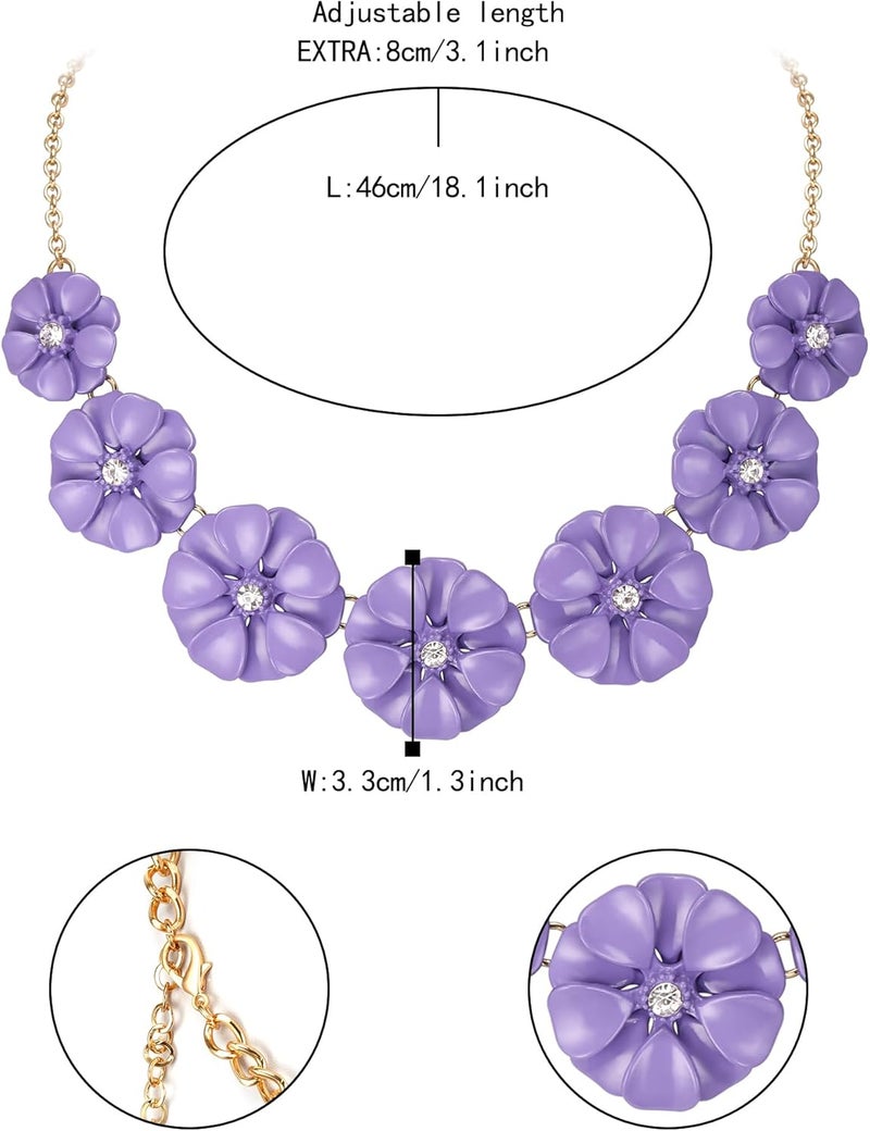 Flyonce Flower Collar Necklace, Floral Flowers Statement Summer Beach Chokers Necklaces for Women - Image 5